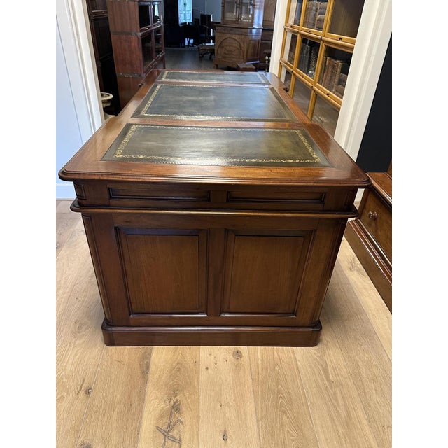 Large Mahogany Desk with Green Leather Top, 1990s For Sale - Image 15 of 18