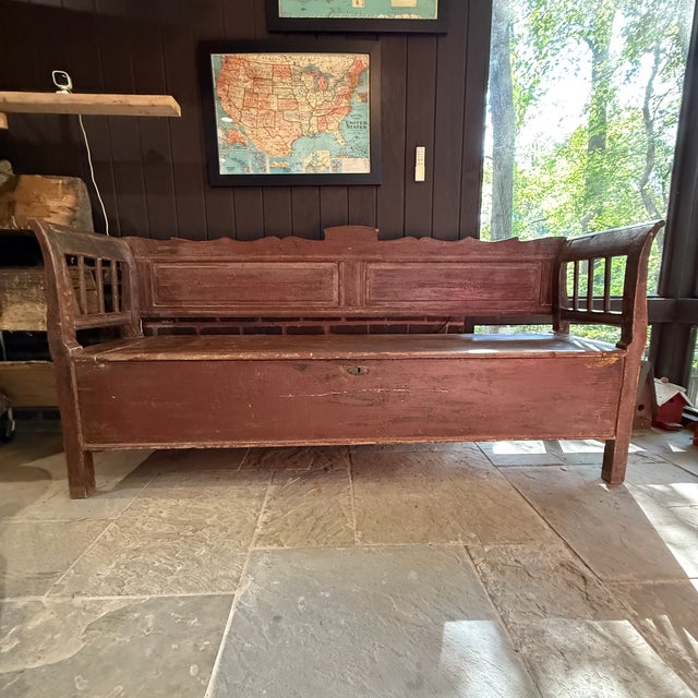 Antique Russian Wooden Storage Bench | Chairish