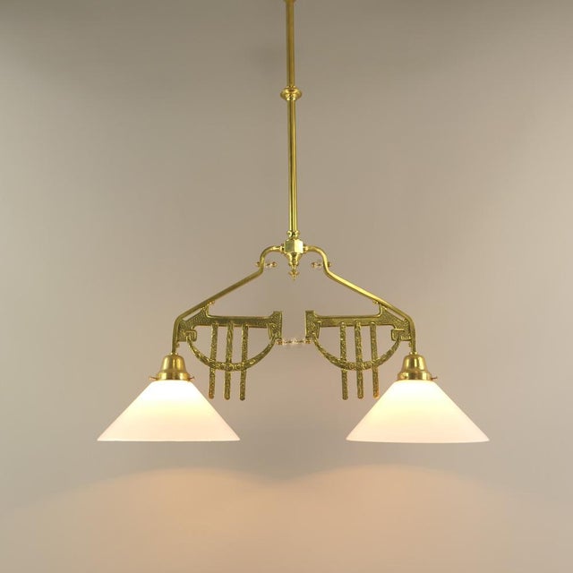 1920s Art Deco Viennese Brass Hanging Lamp, 1920s For Sale - Image 5 of 18