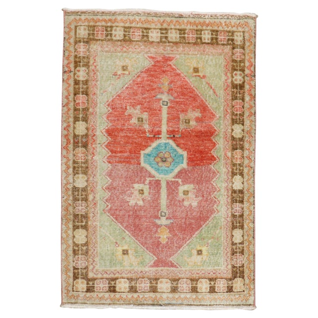 Textile Vintage Turkish Scatter Wool Rug - 2'9" x 3'10" For Sale - Image 7 of 18