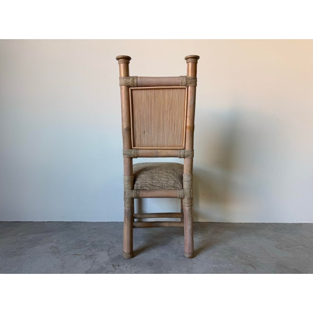 Wood 1980’s Vintage Organic Modern Antonio “Budji” Layug Style Bamboo & Woven Leather Accent Chair For Sale - Image 7 of 12