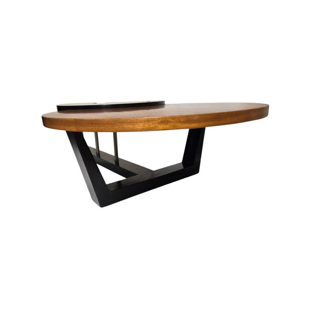 Black Large Biomorphic Kidney Shaped Two-Tone Mahogany & Black Coffee / Cocktail Table For Sale - Image 8 of 18