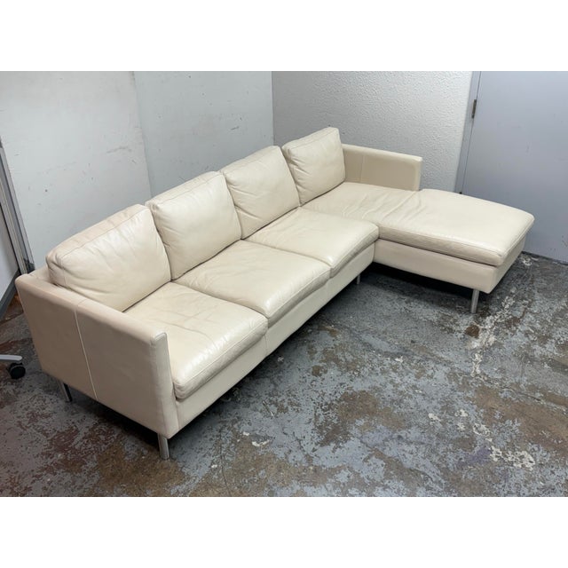 2010s Room & Board Leather Sectional For Sale - Image 5 of 12