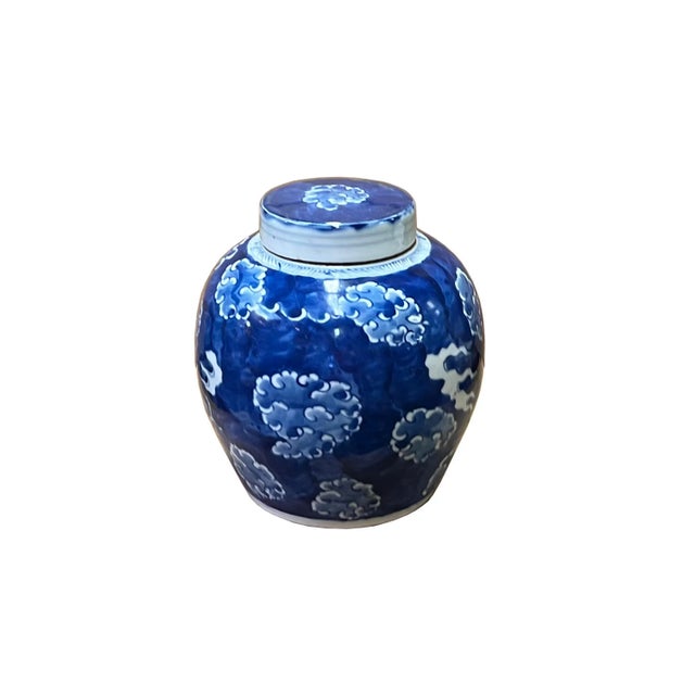 Chinese Chinese Hand-Paint Dragon Cloud Blue White Porcelain Ginger Jar For Sale - Image 3 of 5