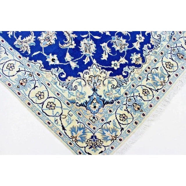 Middle Eastern Hand-Knotted Wool and Silk Nain Rug For Sale - Image 4 of 11