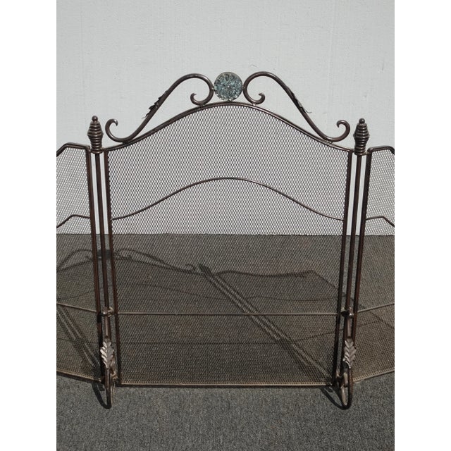 Vintage French Country Three Panel Black Fireplace Screen ~ Spanish Style For Sale - Image 11 of 13