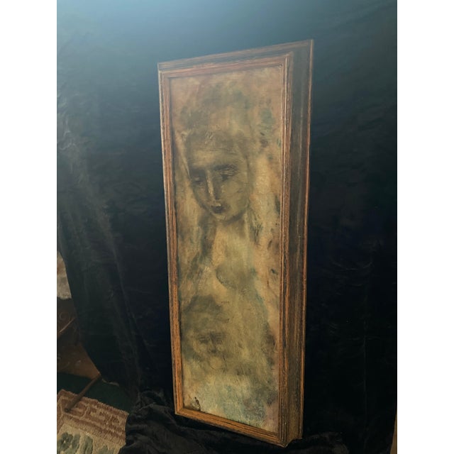 Turquoise Mid Century Modern Expressionism Portrait Painting by Narinko. For Sale - Image 8 of 10