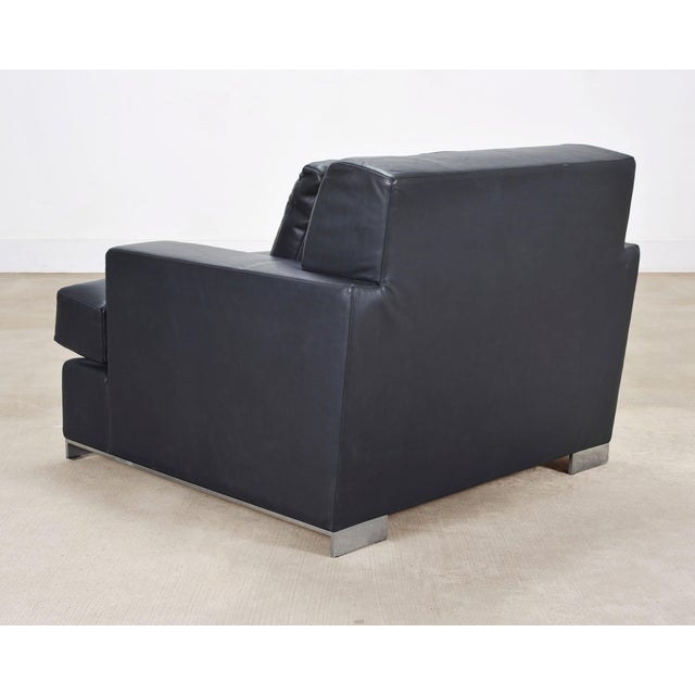 Ralph Lauren Navy Leather Pryce Club Chair With Steel Feet For Sale - Image 13 of 18