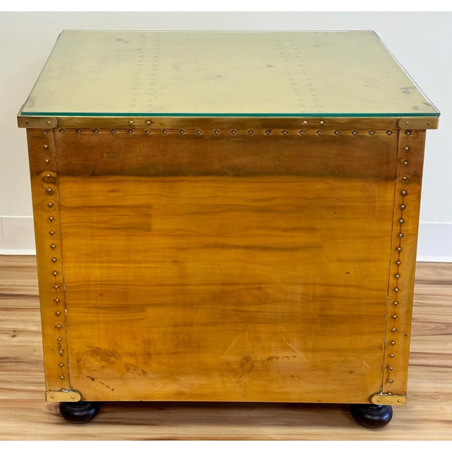 Vintage Sarreid Riveted Brass Clad Three Drawer Chest For Sale In Kansas City - Image 6 of 11