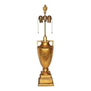 1920s Neoclassical Gold Gilt Wooden Urn Shape Lamp