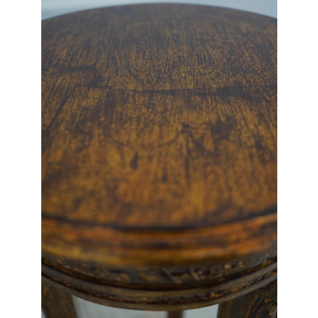 Brown Carved French Style Round Pedestal Table For Sale - Image 8 of 9