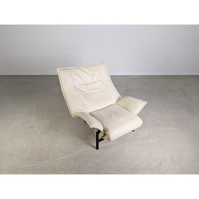 Cream Veranda Lounge Chair in Leather by Vico Magistretti for Cassina, 1980s For Sale - Image 8 of 17