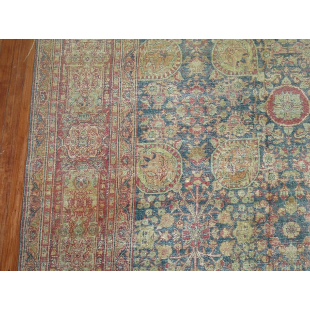 Persian Antique Tabriz Facial Figure Rug - 11'4" x 14'10" For Sale - Image 3 of 13
