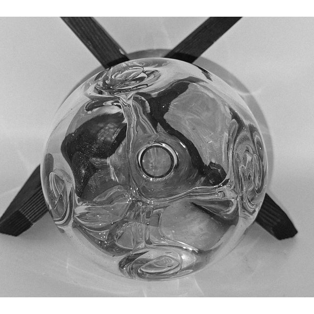 Glass Paul Manning Signed Studio Glass Vase, Etched Stick Figure, 1973 For Sale - Image 7 of 11