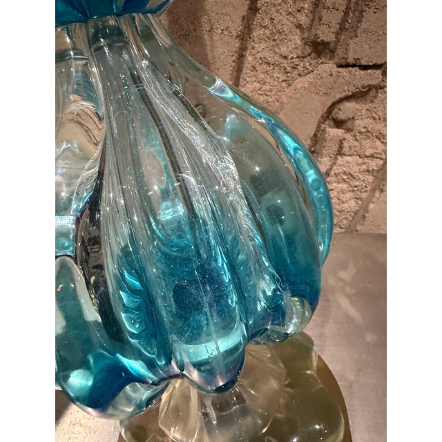 Mid-Century Modern Blue Murano Glass Table Lamps Designed by Segues For Sale - Image 9 of 12