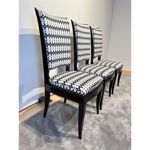 High Back Black Lacquered Dining Chairs, Set of 6 For Sale - Image 18 of 18
