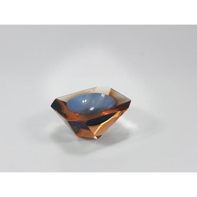 Glass Sommerso Caviar Murano Glass Diamond Bowl by Flavio Poli attributed to Seguso, Italy, 1960s For Sale - Image 7 of 18