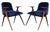 Set of Vintage Blue Velvet Chairs For Sale