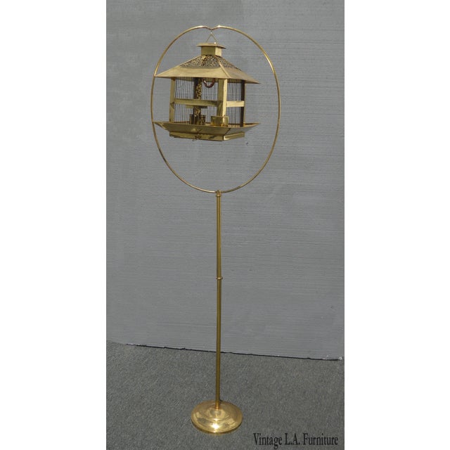 Vintage Rustic Gold Bird Cage on Floor Stand Chairish