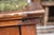 Antique English Oak Wood Commode Potty Chamber Pot Cupboard W/ Cushioned Top For Sale - Image 13 of 16