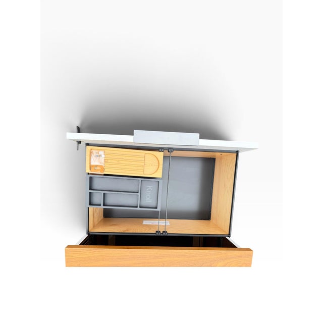 White Knoll Two-Drawer Filing Cabinet in White With Wood Top For Sale - Image 8 of 10