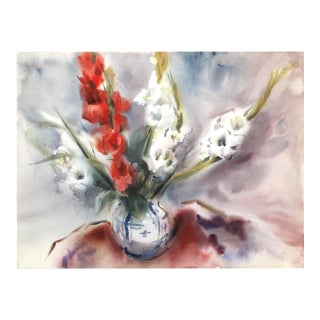 1950s "Flowers P6.23" Watercolor Painting by Eve Nethercott For Sale