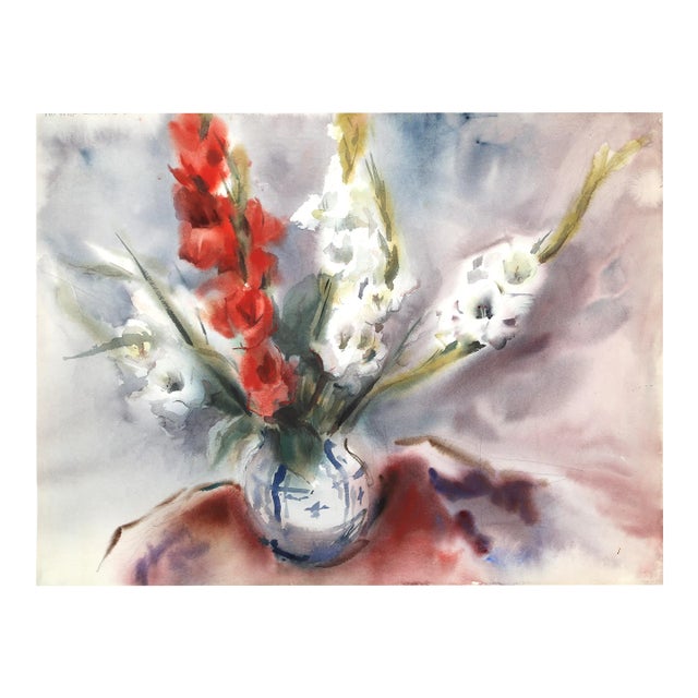 1950s "Flowers P6.23" Watercolor Painting by Eve Nethercott For Sale