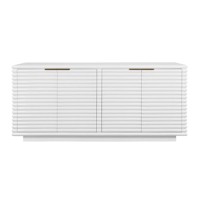 Matthew Izzo Home Giovanni Matte White Lacquer Four Door Reed Buffet For Sale In New York - Image 6 of 6