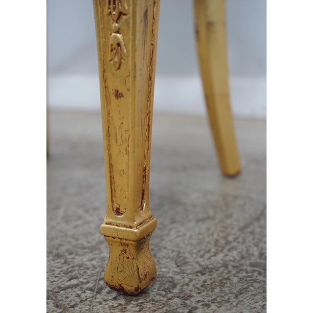 Pair Gold Gilt French Louis XVI Style Open Armchairs For Sale - Image 11 of 12