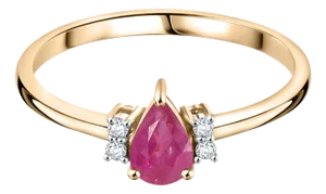 Minimalist 18k Gold Ruby Diamond Proposal Ring Size 7