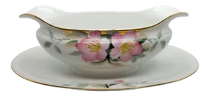 Antique Noritake Japanese Azalea Pattern Sauce Gravy Boat With Attached Underplate