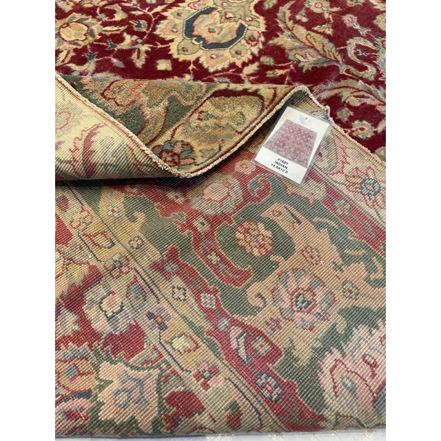 Ruby Red 1900s Antique Indian Rug - 14'8'' X 12'0'' For Sale - Image 8 of 9