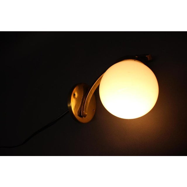 Art Deco Brass Wall Lamps with Opaline Glass, Europe, 1930s, Set of 2 For Sale - Image 13 of 14