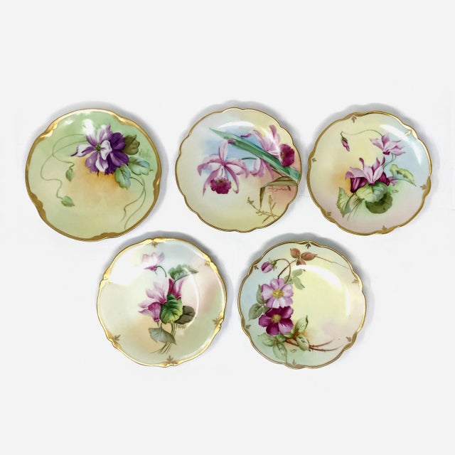 Traditional Early 20th Century Hand Painted Plates by Pickard - Set of 5 For Sale - Image 3 of 5