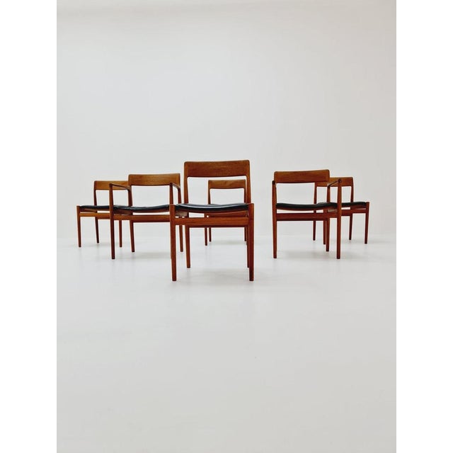 Danish Dining Chairs in Teak with Leather Seats by Johannes Nogaard, 1960s, Set of 6 For Sale - Image 4 of 11