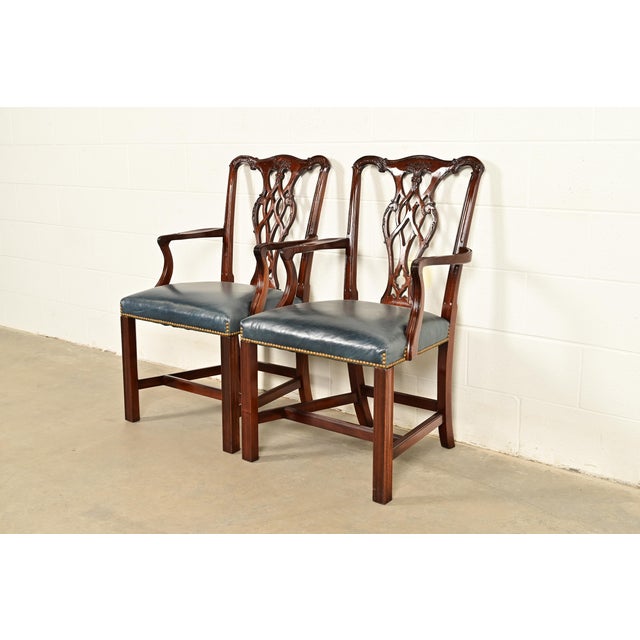 English Councill Craftsmen Georgian Carved Mahogany Armchairs, Pair For Sale - Image 3 of 14