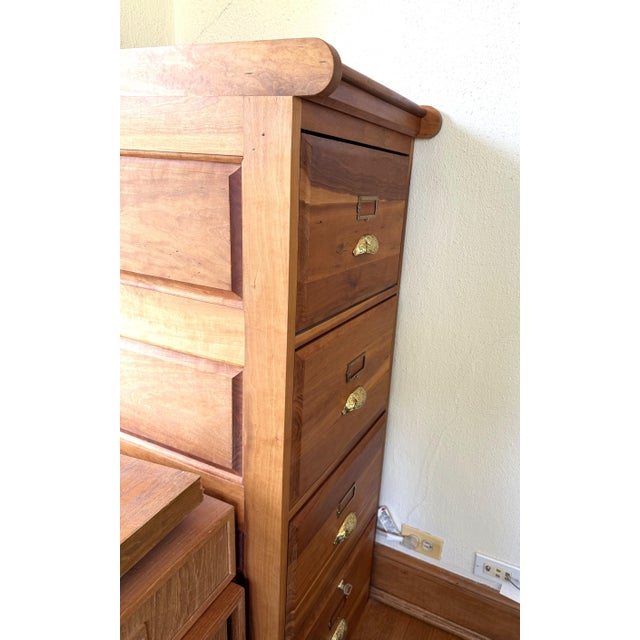 Traditional 1990s Custom Built, Cherry, Legal-Size, Quality, 4-Drawer Filing Cabinet For Sale - Image 3 of 7
