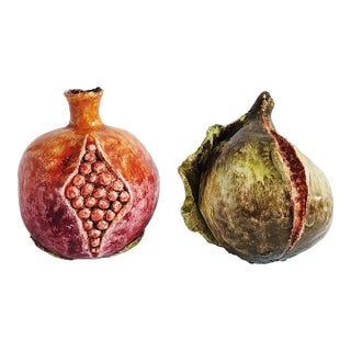 Vintage Arte Italica Ceramic Decorative Fruits-Set of 2 For Sale