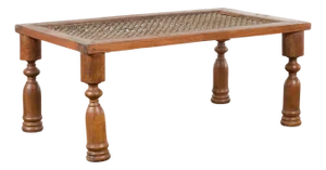 Indian Antique Window Grate Made into a Coffee Table with Turned Baluster Legs