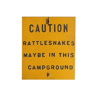 Rustic Campground Warning Sign For Sale