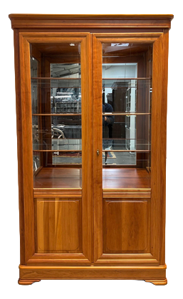 Cherrywood Display Cabinet with Glass Doors and Lighting