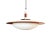 Mid-Century Round Wood, Opaline Glass, and Polished Steel Pendant Lamp, 1950s For Sale - Image 6 of 6