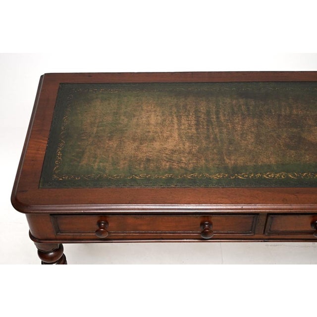 Antique Victorian Leather Top Writing Table, 1850s For Sale - Image 6 of 10