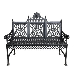 Early 20th Century McLean Style Curtain Bench, Heavy Cast Iron For Sale