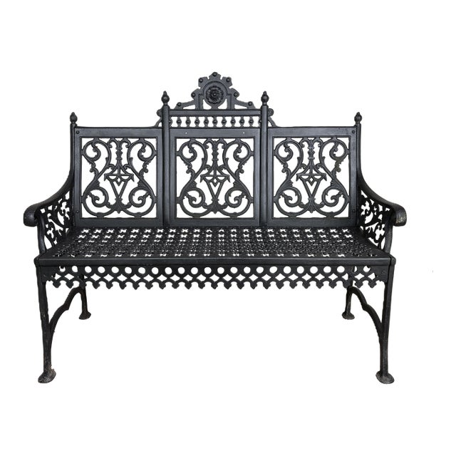 Early 20th Century McLean Style Curtain Bench, Heavy Cast Iron For Sale