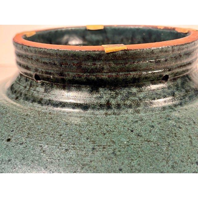 Masuo Ojima Ceramic Platter 18” Vintage Studio Pottery Green Lavender Wall Art For Sale In Los Angeles - Image 6 of 10