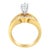 This 14K yellow gold cocktail ring features Baguette diamonds along a V shaped top and bottom rows that perfectly frame a...