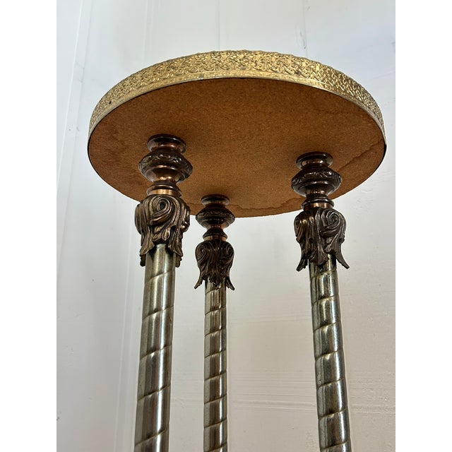 Vintage Brass and Marble Pedestal Table For Sale - Image 4 of 6