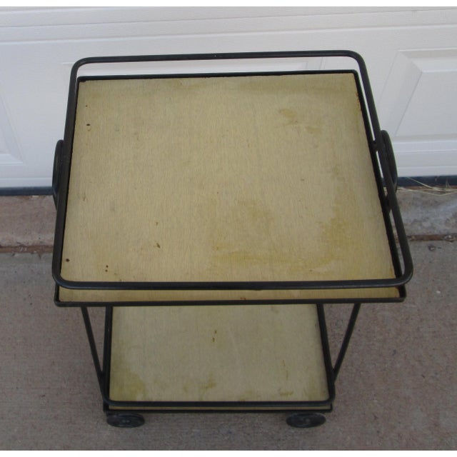 Mid 20th Century Iron 2 Tier Rolling Bar Cart Mathieu Matégot Style For Sale - Image 14 of 18