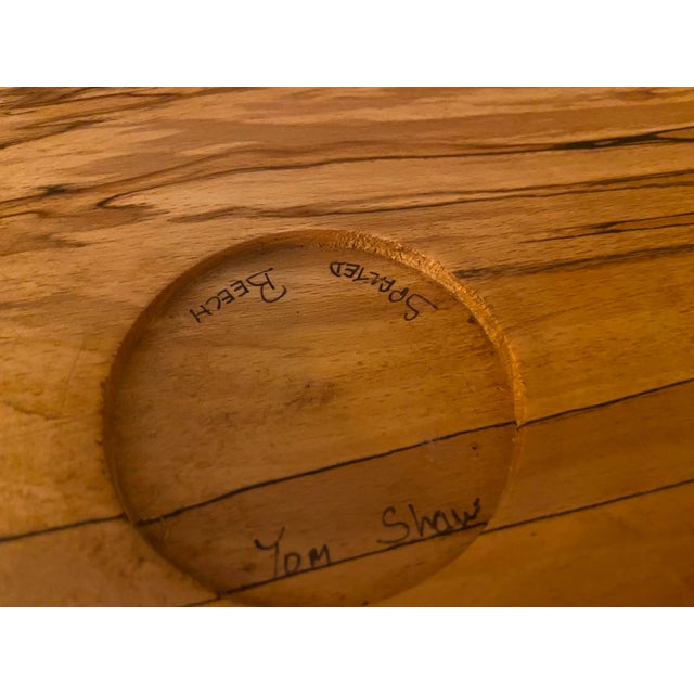 Contemporary 1980s Handcrafted Spalted Beech Wall Clock – Signed Tom Shaw – Natural Wood Artisan Design - Irish Artisan Designer For Sale - Image 3 of 7